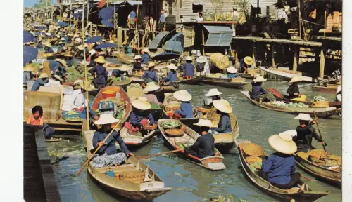 BF18859 Schwimmender Markt Thailand Touristen Typen Boote Vorder-/Rückseite Bild
