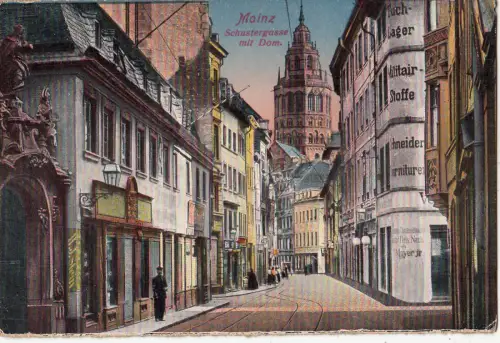BF17209 schustergasse mit dom mainz germany front/back image