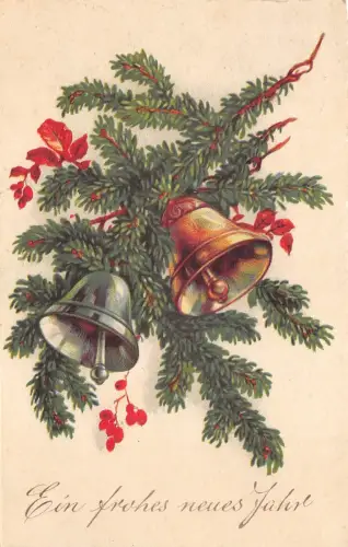 BG8569 Tannenzweig Mistel Glocke Neujahr Neujahrsgrüße Germany