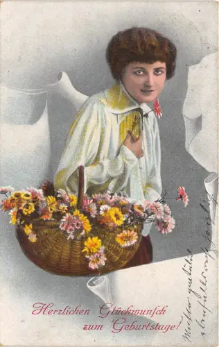BG8844 Frauen mit Blume Geburtstagsgrüße Germany