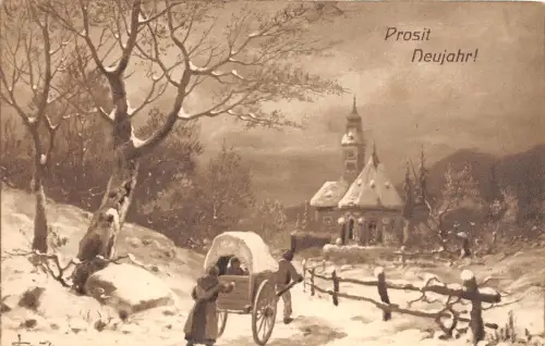 BG8739 Wagen Winterlandschaft Neujahr Neujahrsgrüße Deutschland