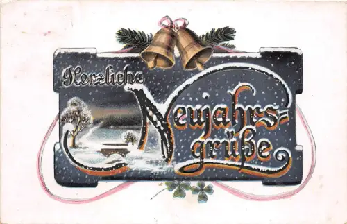 BG8603 Glocke Tannenzweig Klee Neujahr Neujahrsgrüße Deutschland