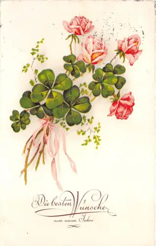 BG8707 Kleeblume Rosen Neujahr Neujahr Grüße Germany