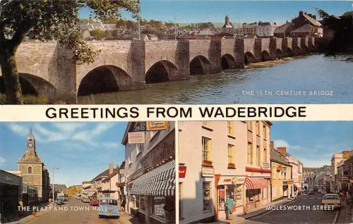 B104142 Grüße aus Wadebridge the Platt and Town Hall UK