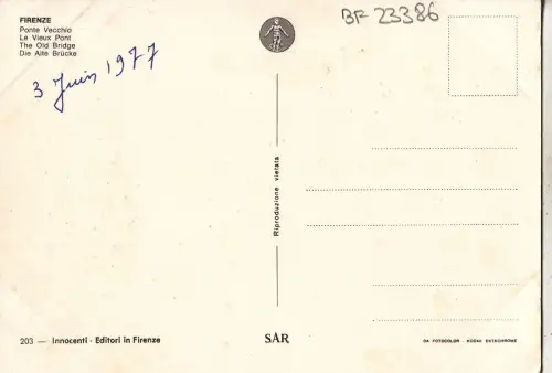 BF23386 ponte vechio firenze italy front/back image