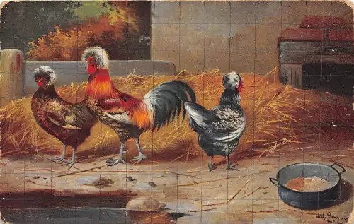 B28510 Tiermuschel Hähne Bemalung