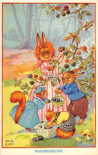 BF39527 Hase vermenschlicht Rene Cloke signiert Schoß Tier Animaux