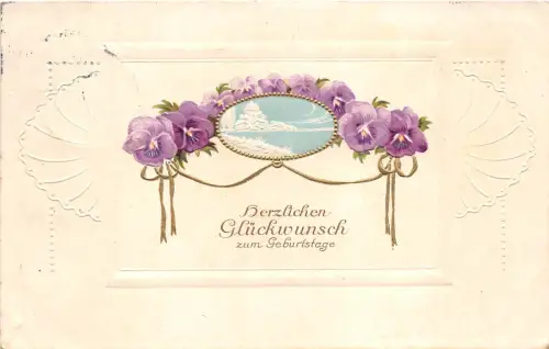 BG3956 Geburtstag Lilie geprägt Blume Deutschland Grüße