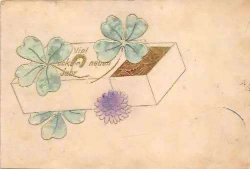 BG4582 Münze Kleeblatt Hufeisen Neujahr Neujahr geprägt Deutschland Grüße