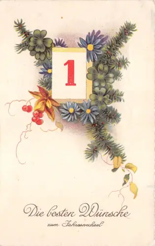 BG3950 1 Januar Neujahr Neujahr Klee Tanne Zweig Deutschland Grüße