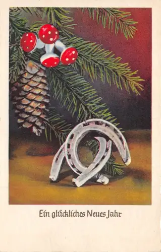 BG4031 Neujahr Neujahr Pilz Hufeisen Tannenzweig Deutschland Grüße