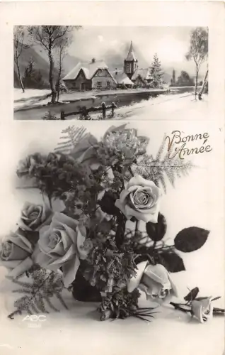 BG4806 Bonne Annee Rose Blume Frankreich Grüße