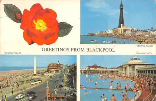 uk4489 cars greetings from blackpool uk
