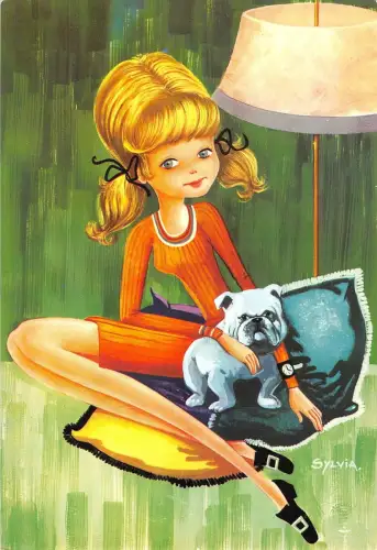 BT9390 Tiere Animaux Mädchen mit Hund 2