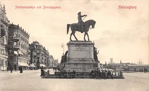 B4849 Helsingborg Stenbocksstatyn och Jarnvagsgatan Front/Back Scan