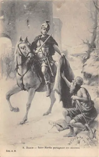 BF35160 r damon saint martin partageant son mant painting art front/back scan