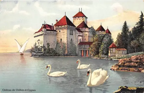 B4941 Château de Chillon et Cygnes Front/Back Scan