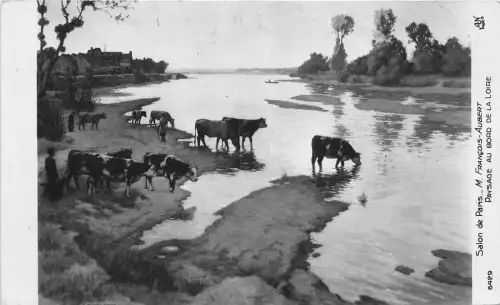 B63706 Kunst Reproduktion Francois Aubert Paysage au bord de la Loire Gemälde