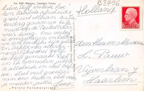 B3796 Italien Meran Castello Tirol Front/Back Scan