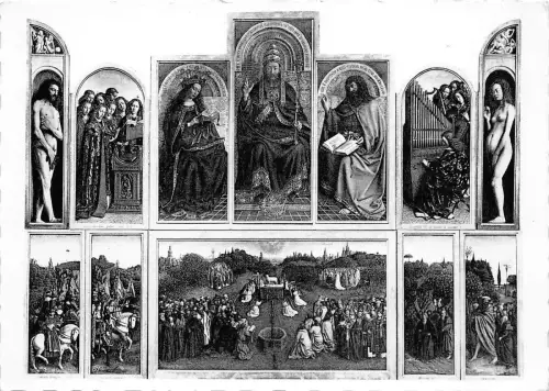 BF35101 het lam gods gent st bafs j van eyck painting art front/back scan