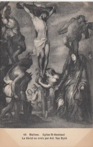 BF18155 malines eglise st rombaut le christ en cro painting art front/back image