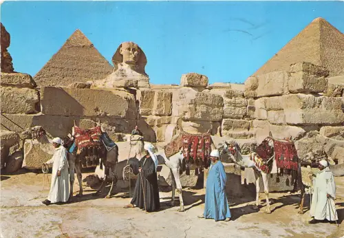 BG14099 Kameltypen Folklore Gizeh die Große Sphinx und Keops Pyramide Ägypten
