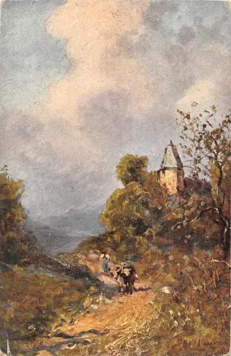 uk24939 Buscaglione Gemälde Postkarte altes Herrenhaus Kunst