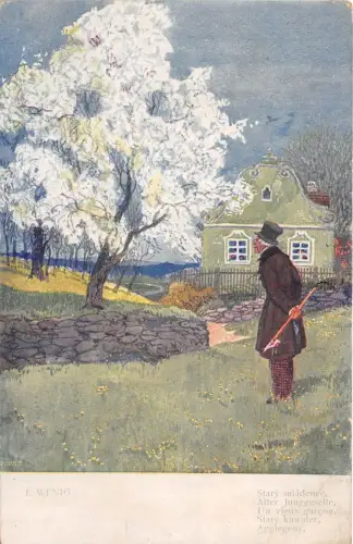 Lot362 J Winig Stary Kavaler Postkarte Kunst Malerei Tschechien