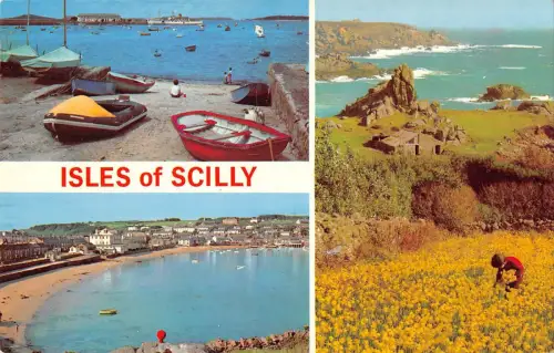 B104044 isles of scilly boat st mary s a flower field uk