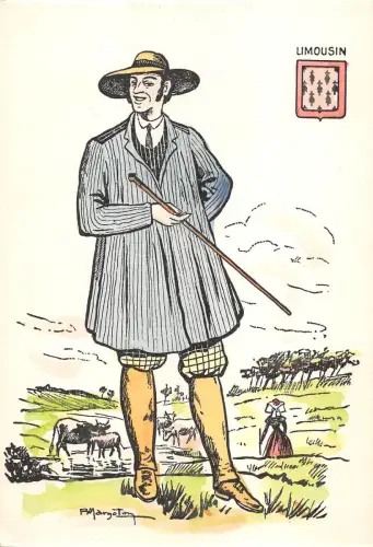 B99218 Limousine Kostüme Frankreich Postkarten Typen Ethnie Folklore