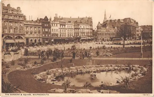 uk14186 gardens and square bournemouth real photo uk