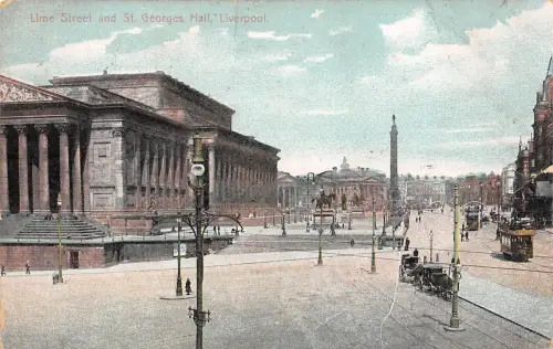 uk27609 lime street and st georges hall liverpool uk