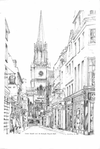 uk1947 green street and st michael's church bath real photo uk