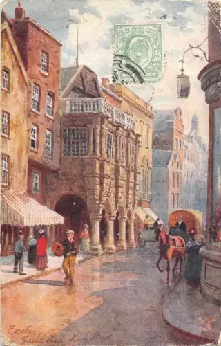 BR80345 Exeter Guildhall Knight Street Postkarte Gemälde UK