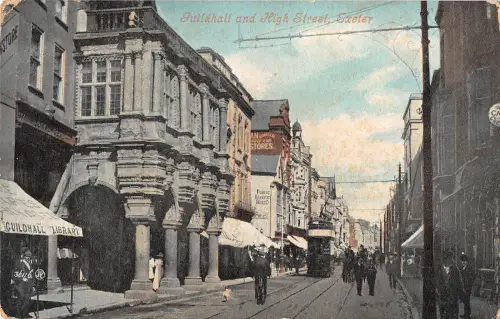 uk12036 guildhall and high street exeter real photo uk