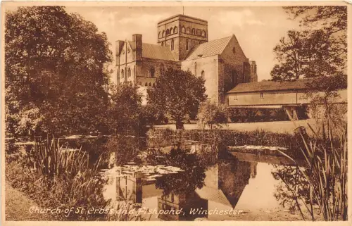 BR60841 Kirche St. Kreuz und Fischteich Winchester UK