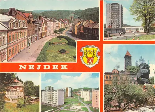 B108271 Tschechische R. Nejdek Eglise, Kirche Hotel Panorama Echtfoto UK