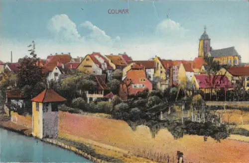 B107380 Frankreich Colmar Flusskirche Eglise Panorama Echtfoto UK