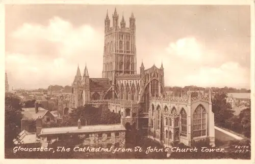 uk31465 cathedral from st johns church tower gloucester real photo uk