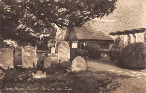 uk3244 Stoke Poges Kirche Veranda & Eibe Buckinghamshire Echtfoto UK