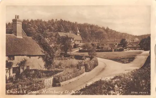 uk20082 church and green holmbury st mary real photo uk