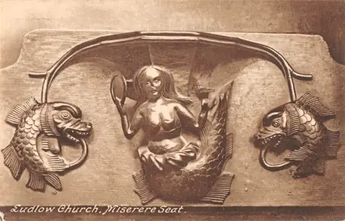 uk31918 miserere seat ludlow church real photo uk