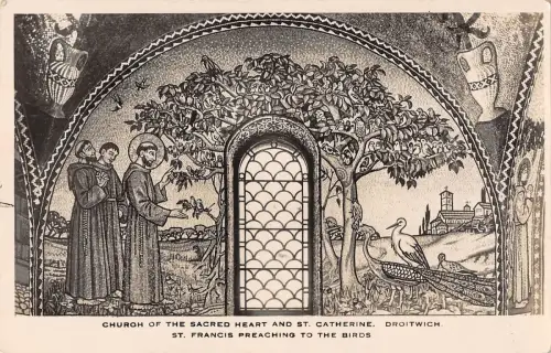 uk27895 church of the scared heart and st cathedrine droitwich real photo uk