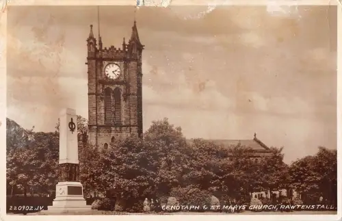 uk14125 cenotaph and st marys church rawtenstall real photo uk
