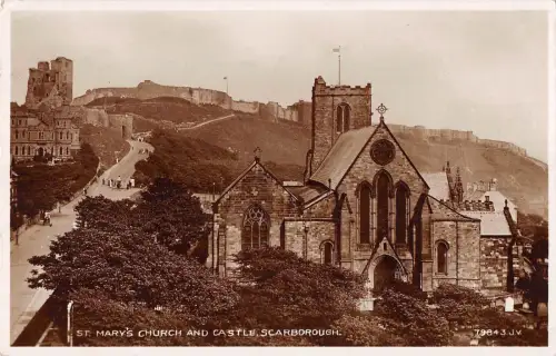 BR96525 St Mary s Church and Castle Scarborough Valentine 79843 Echtfoto UK