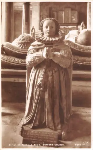 uk28531 Bildnis auf Tanfield Grab Burford Kirche Echtfoto UK Postkarte
