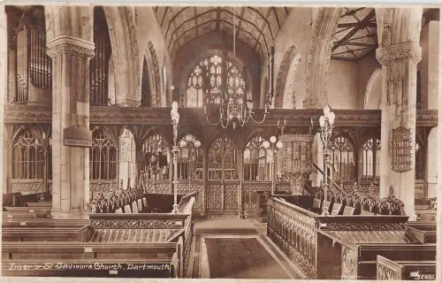 uk13601 interior st saviours church dartmouth real photo uk