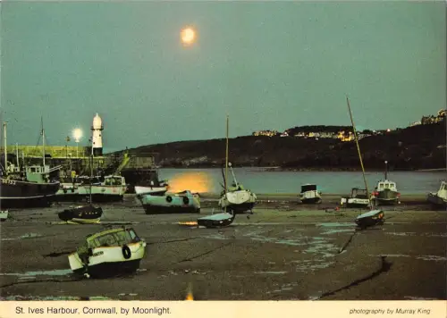 BR89908 st ives harbour cornwall by moonlight ship bateaux uk