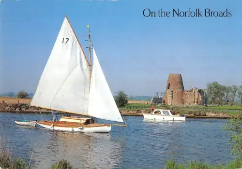 BR91901 St Benets Abbey Ruins River Bure Norfolk Broads Schiff UK