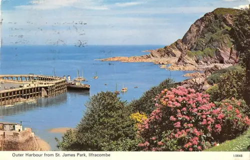 B101649 Außenhafen von St James Park Ilfracombe Schiffsbateaux UK 14x9cm